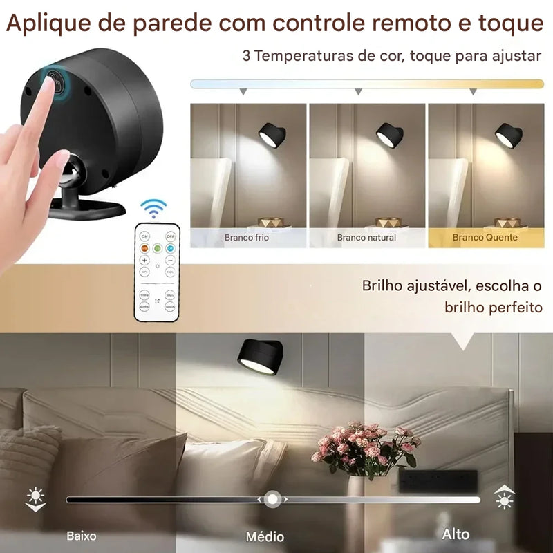 Luminária de Parede LED Sem Fio Moderna