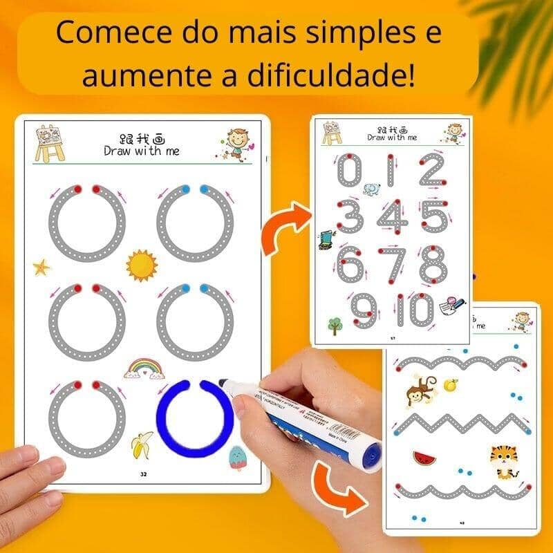 Caderno de Traço e Desenho Infantil com Tinta Apagável