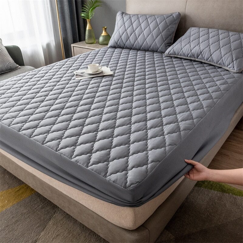 Capa de Colchão Acolchoada À Prova D'água CC078 2019 Maravilhas do Mundo Moderno Cinza escuro 90cmx200x30cm (Solteiro) 
