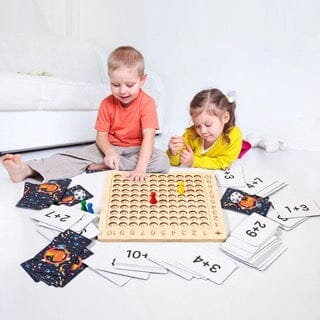 Jogo de Tabuleiro de Multiplicação Montessori de Madeira
