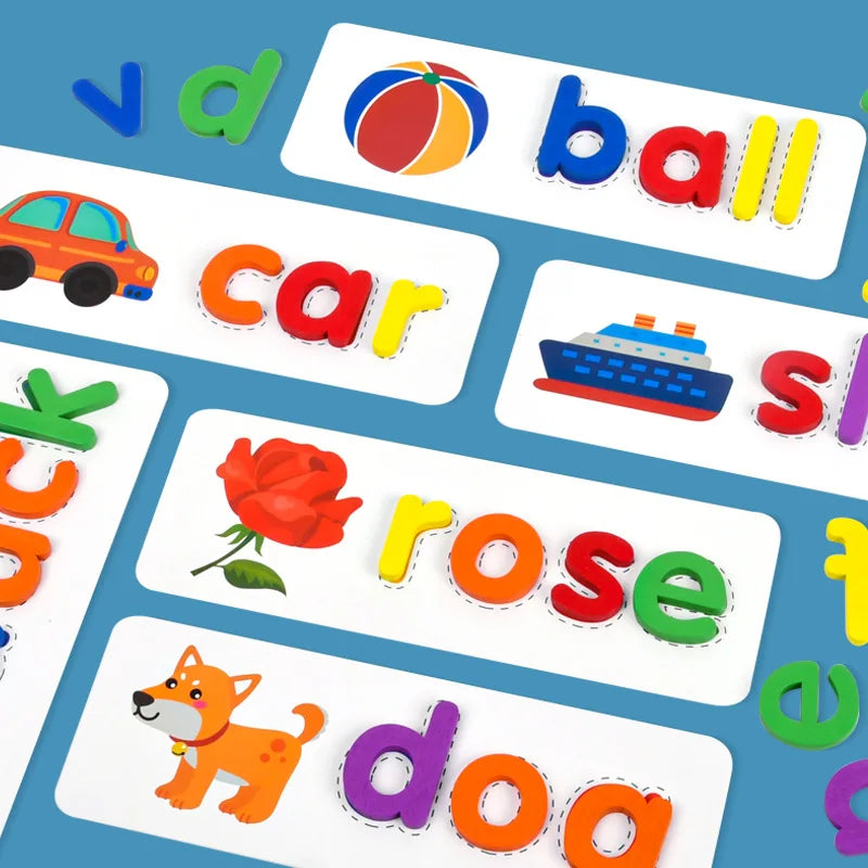 Jogo Montessori para Aprender a Soletrar em Inglês KIDS023 Maravilhas do Mundo Moderno 