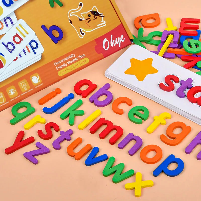 Jogo Montessori para Aprender a Soletrar em Inglês KIDS023 Maravilhas do Mundo Moderno 